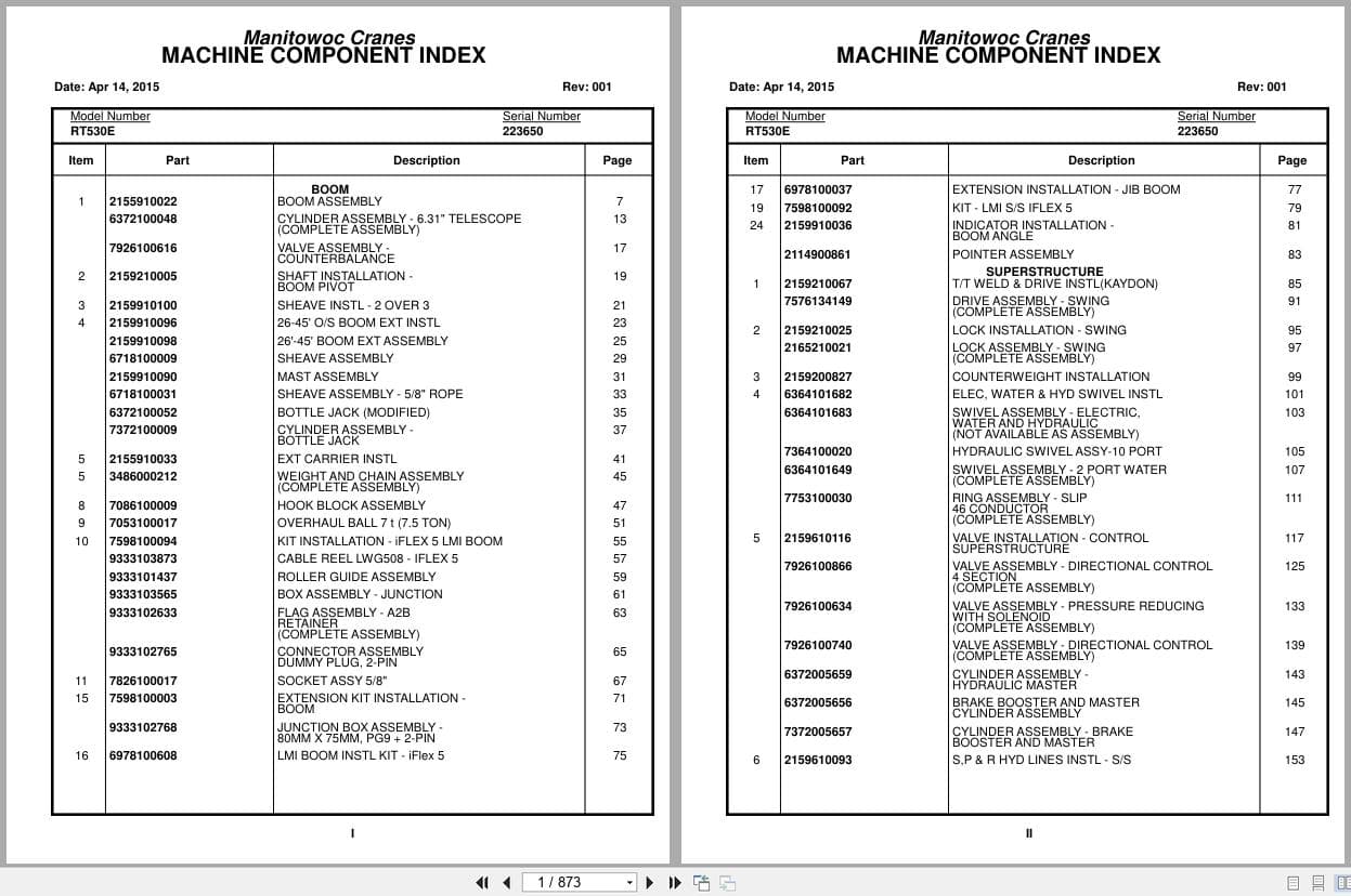 Grove Crane RT530E 223650 Parts Manual 2015 (1)