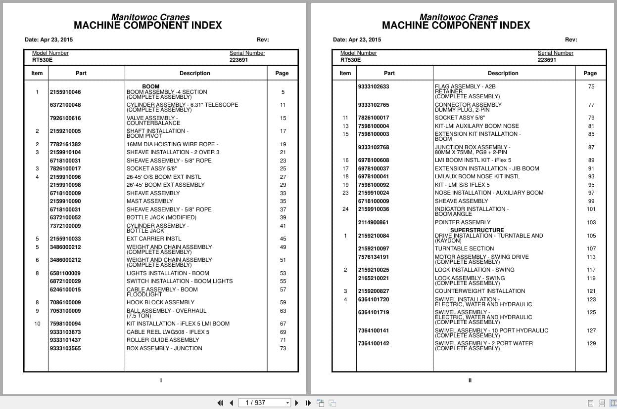 Grove Crane RT530E 223691 Parts Manual 2015 (1)