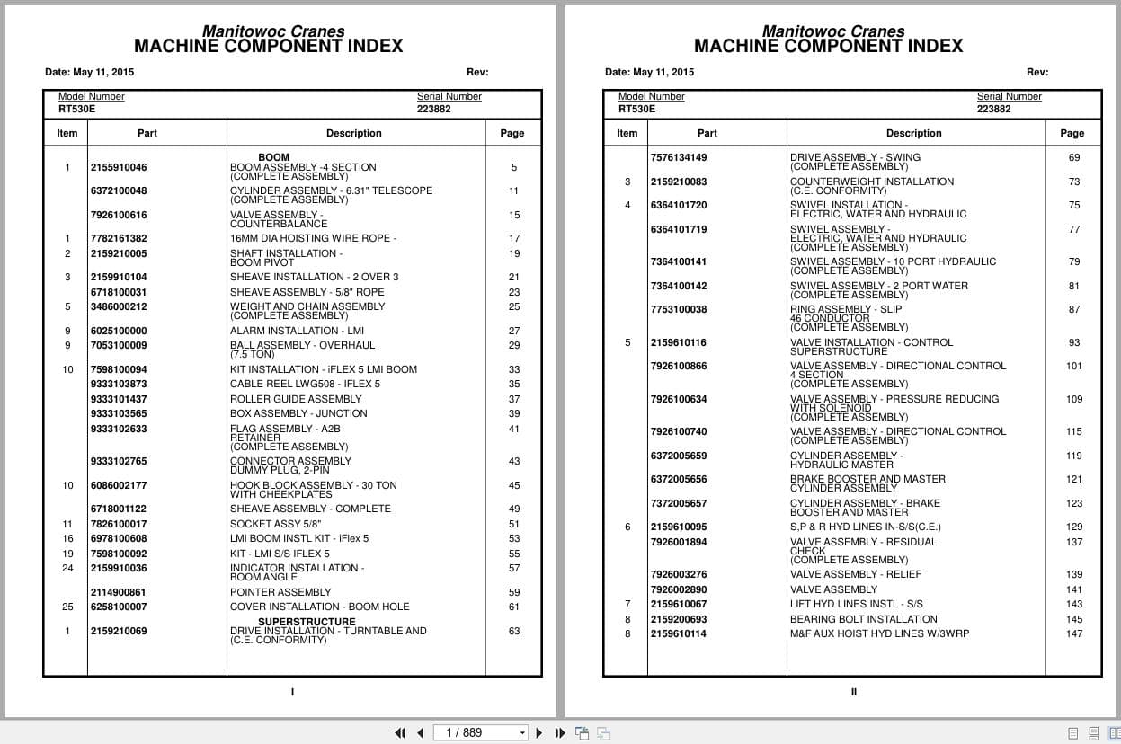 Grove Crane RT530E 223882 Parts Manual 2015 (1)
