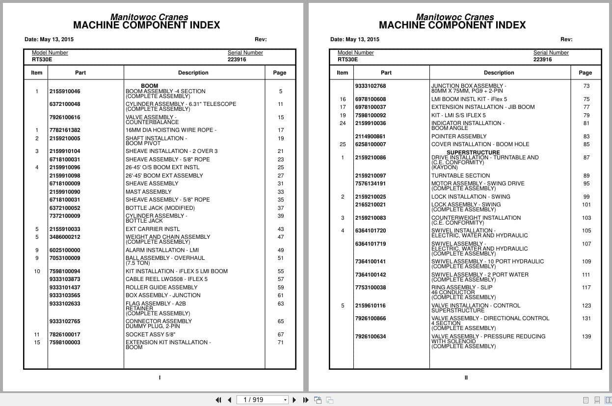 Grove Crane RT530E 223916 Parts Manual 2015 (1)