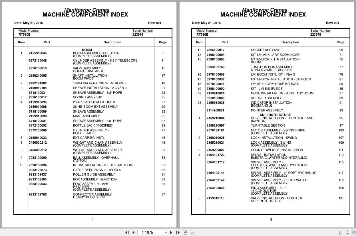 Grove Crane RT530E 223978 Parts Manual 2015 (1)