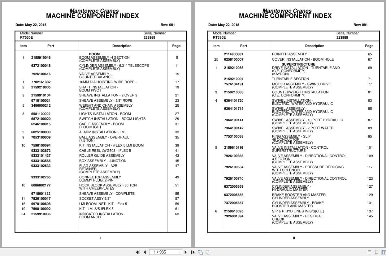 Grove Crane RT530E 223988 Parts Manual 2015 (1)