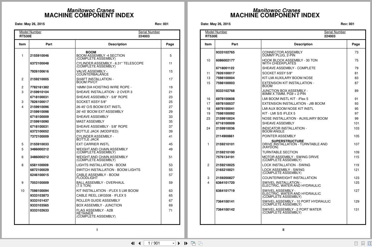 Grove Crane RT530E 224003 Parts Manual 2015 (1)
