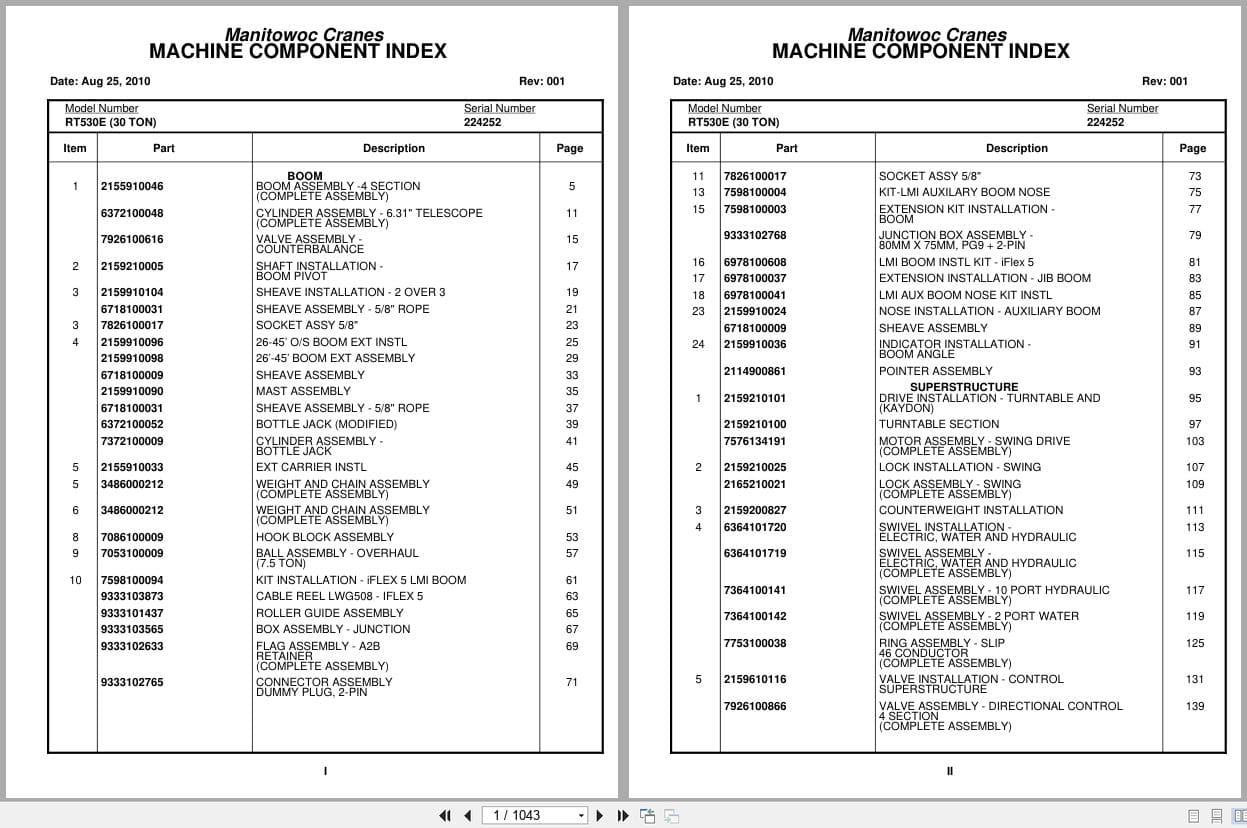 Grove Crane RT530E 224252 Parts Manual 2010 (1)