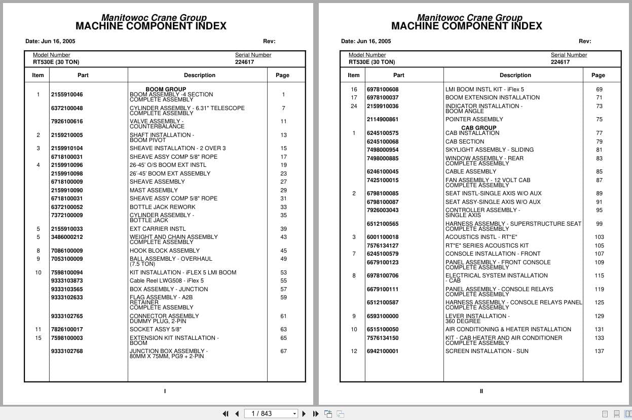 Grove Crane RT530E 224617 Parts Manual 2005 (1)
