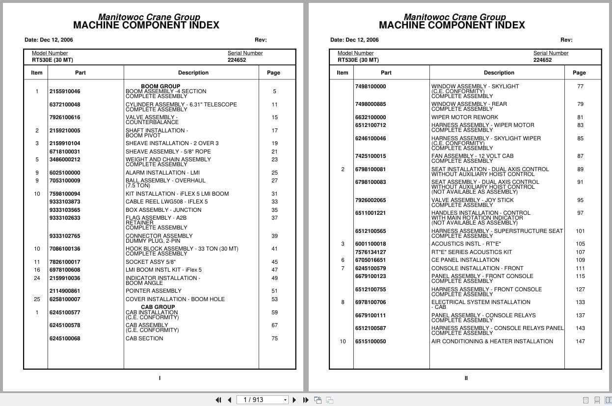 Grove Crane RT530E 224652 Parts Manual 2006 (1)