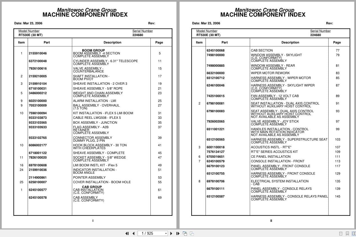 Grove Crane RT530E 224680 Parts Manual 2006 (1)