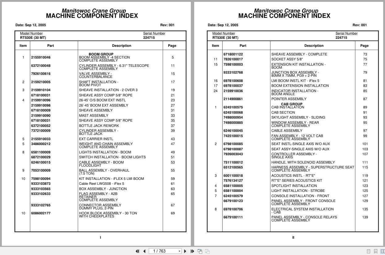 Grove Crane RT530E 224715 Parts Manual 2005 (1)