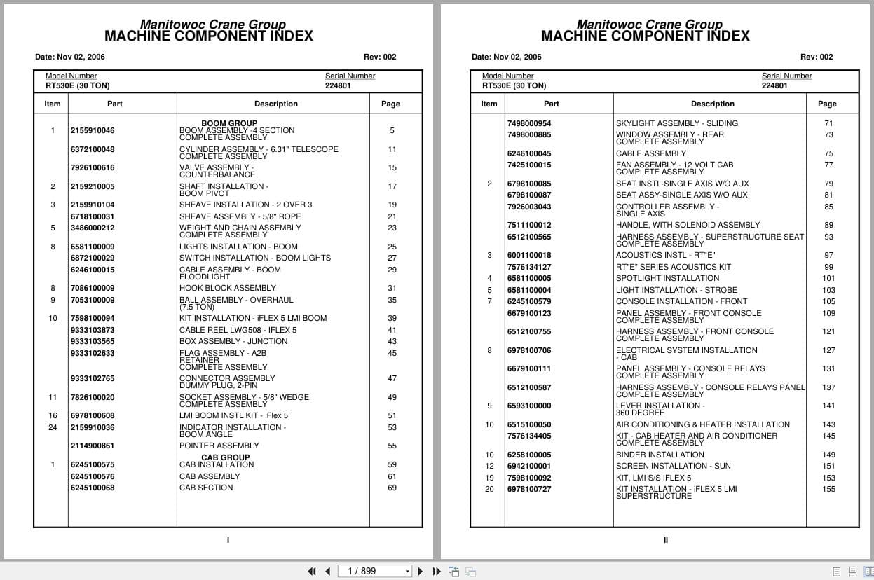 Grove Crane RT530E 224801 Parts Manual 2006 (1)