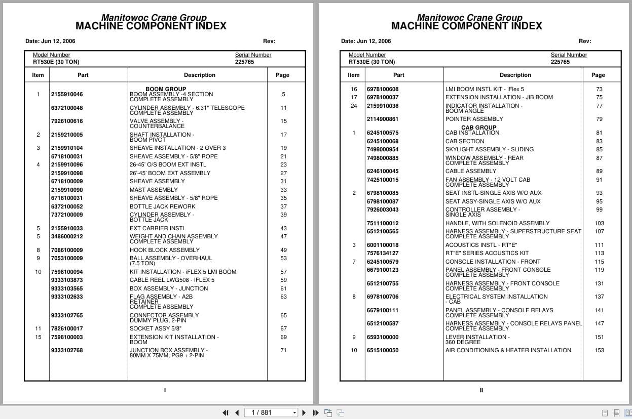 Grove Crane RT530E 225765 Parts Manual 2006 (1)