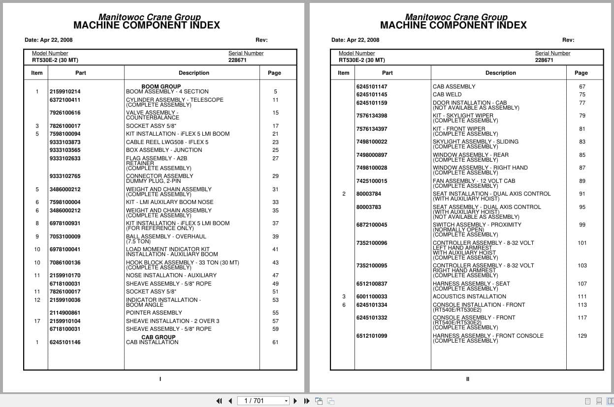 Grove Crane RT530E 228671 Parts Manual 2008 (1)