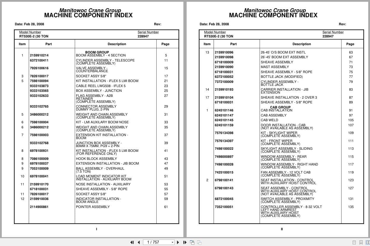 Grove Crane RT530E 228947 Parts Manual 2008 (1)