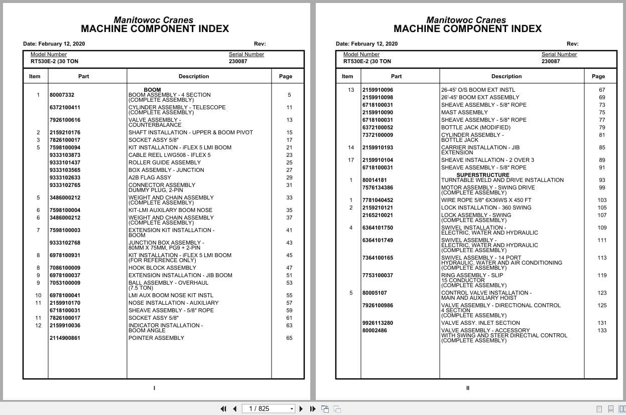 Grove Crane RT530E 230087 Parts Manual 2020 (1)