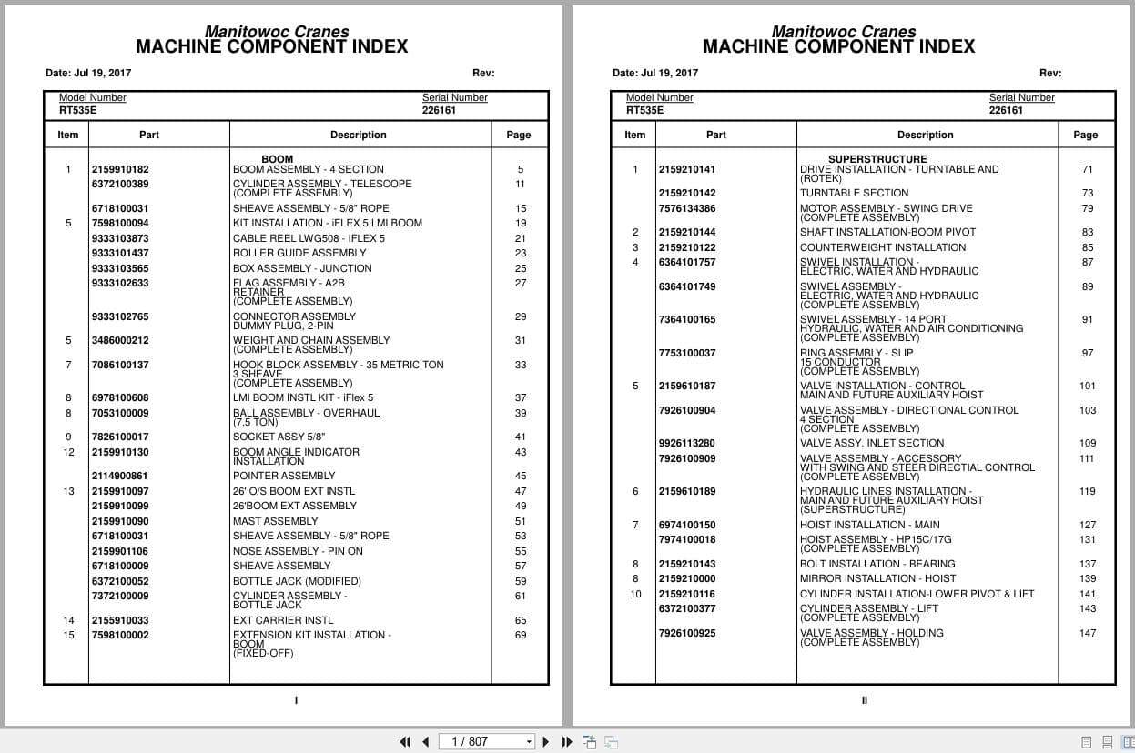 Grove Crane RT535E 226161 Parts Manual 2017 (1)
