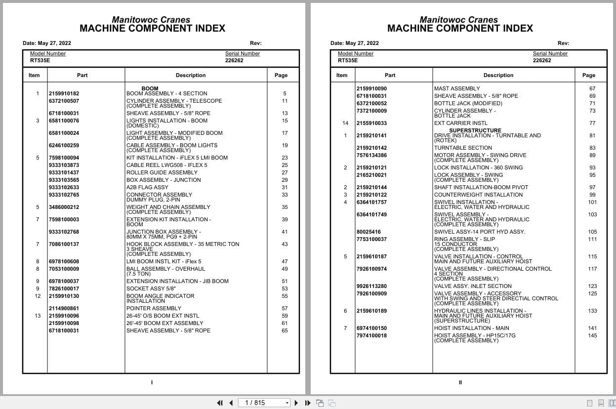 Grove Crane RT535E 226262 Parts Manual 2022 (1)