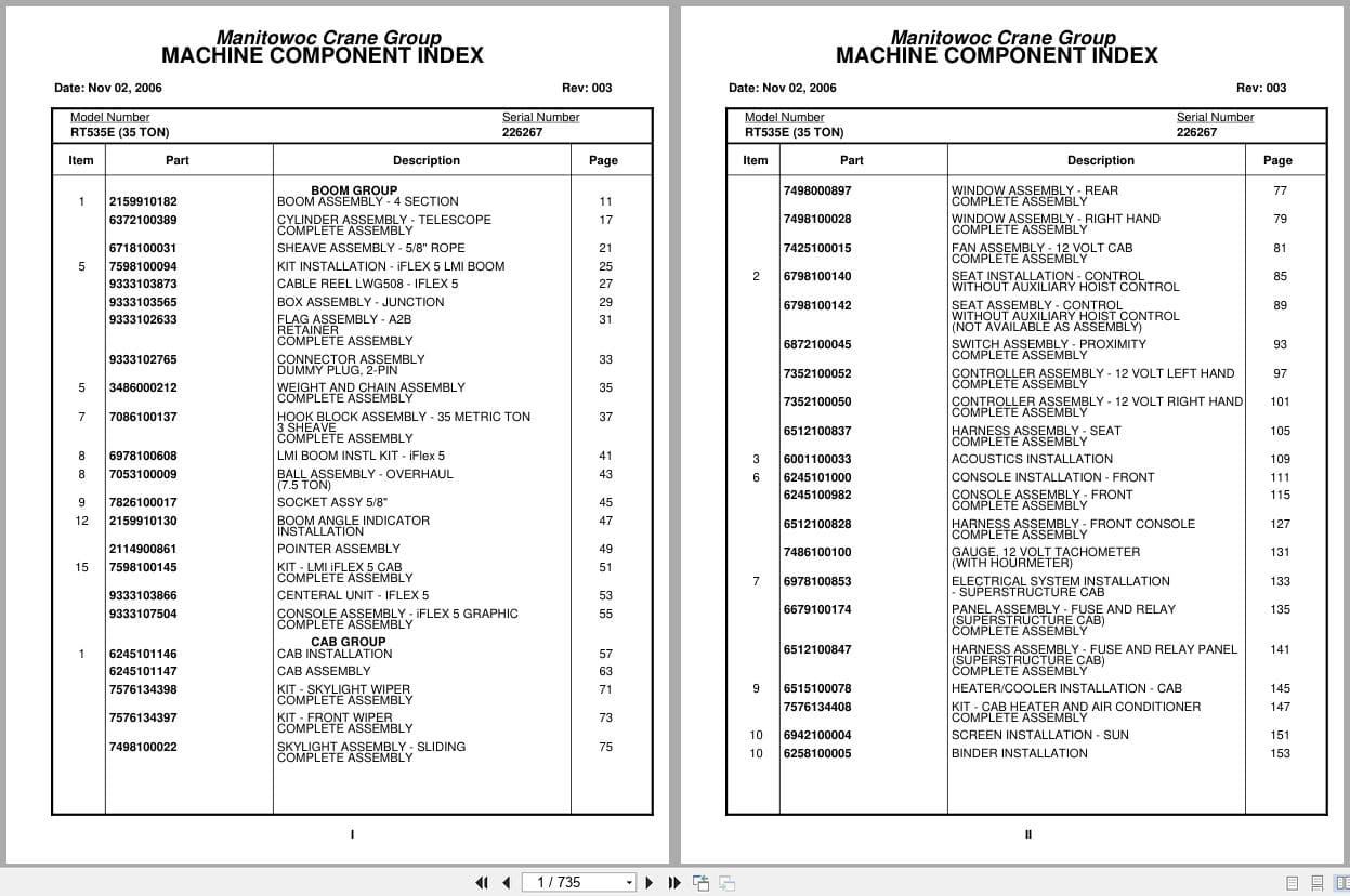Grove Crane RT535E 226267 Parts Manual 2006 (1)