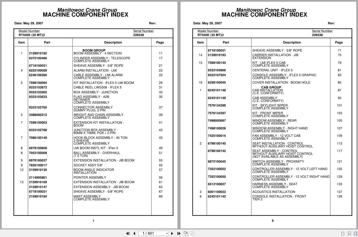 Grove Crane RT540E 226538 Parts Manual 2007 (1)