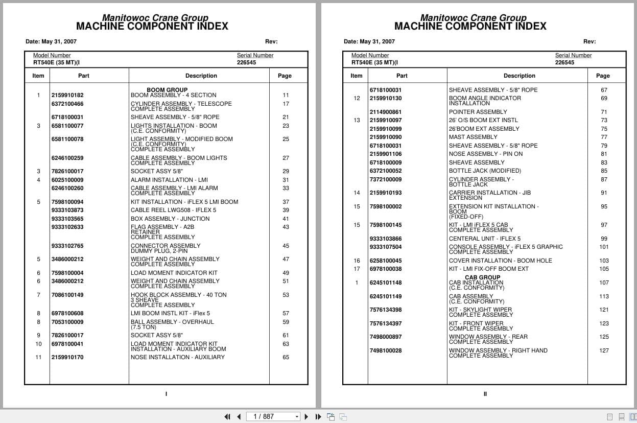 Grove Crane RT540E 226545 Parts Manual 2007 (1)