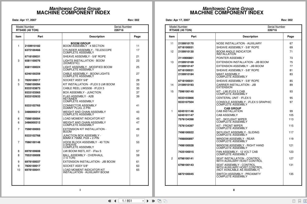 Grove Crane RT540E 226716 Parts Manual 2007 (1)