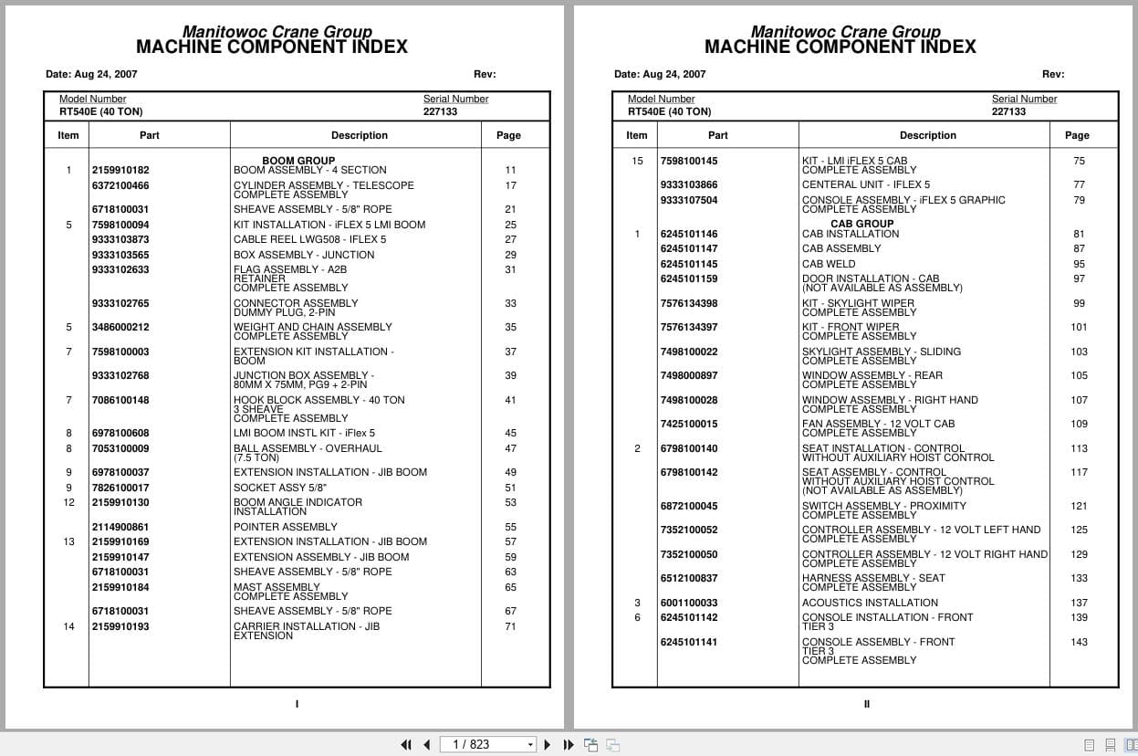 Grove Crane RT540E 227133 Parts Manual 2007 (1)