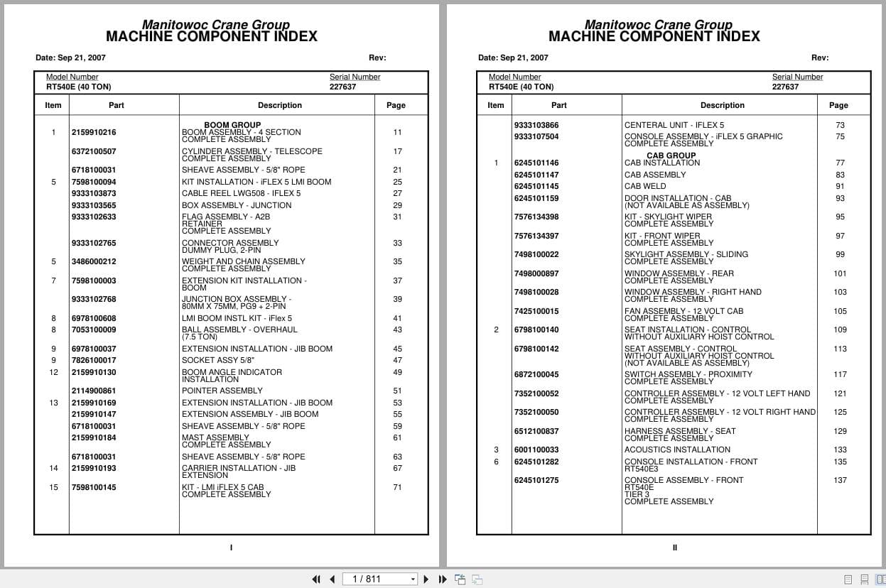Grove Crane RT540E 227637 Parts Manual 2007 (1)