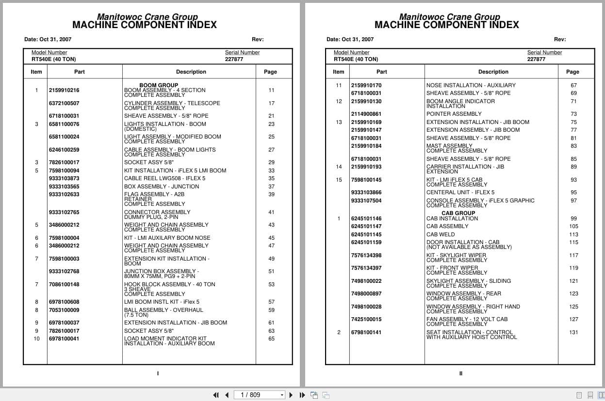 Grove Crane RT540E 227877 Parts Manual 2007 (1)