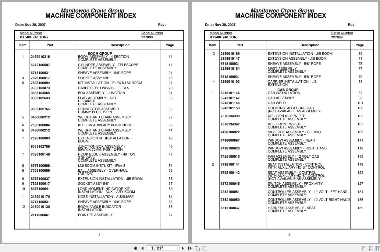 Grove Crane RT540E 227899 Parts Manual 2007 (1)