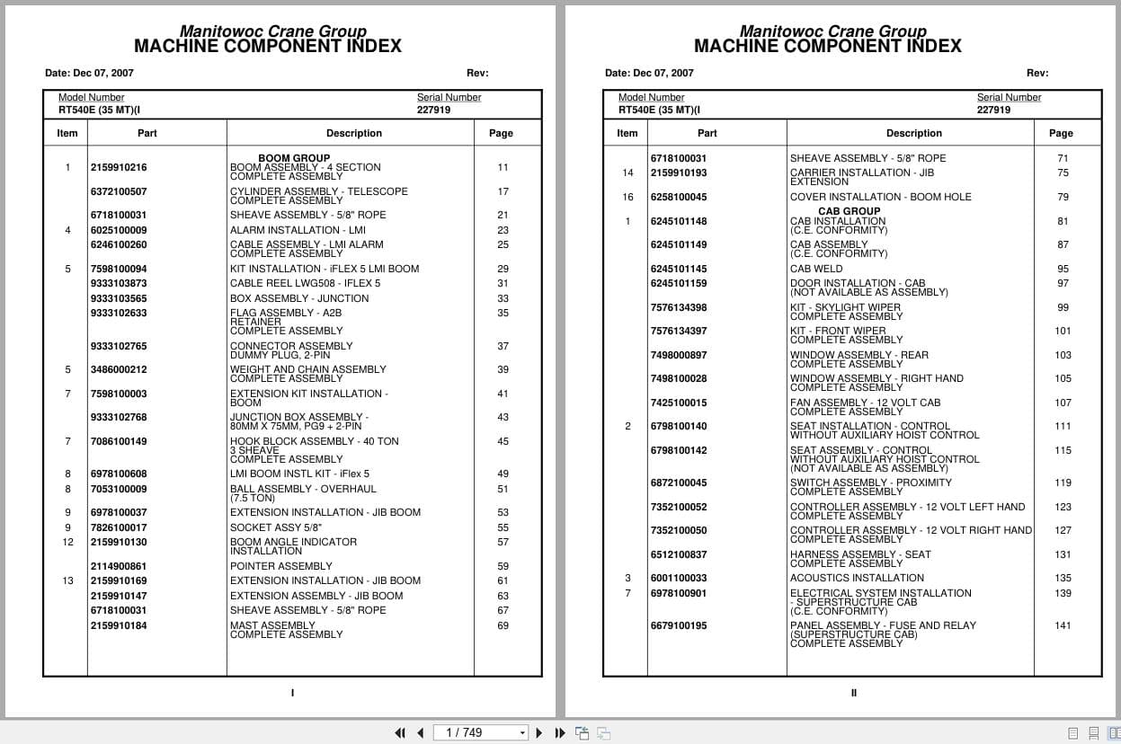 Grove Crane RT540E 227919 Parts Manual 2007 (1)