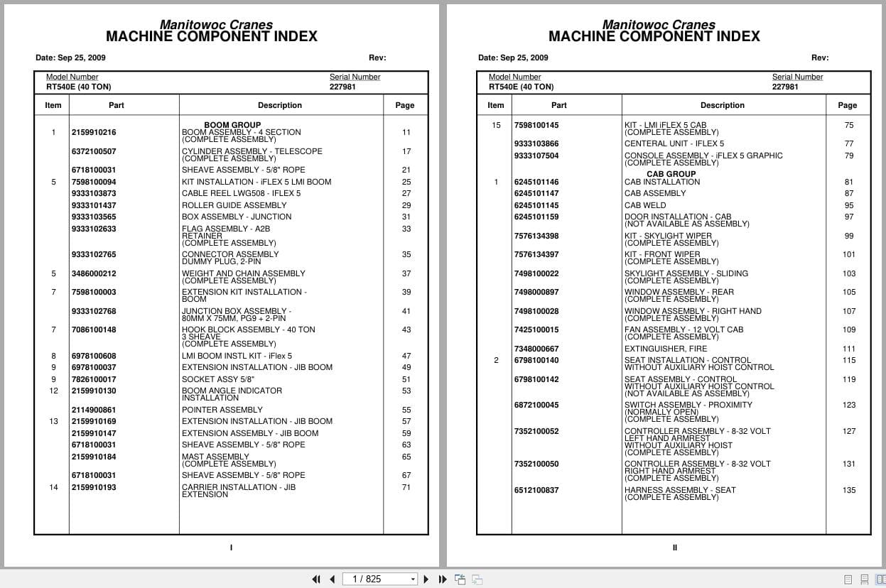 Grove Crane RT540E 227981 Parts Manual 2009 (1)