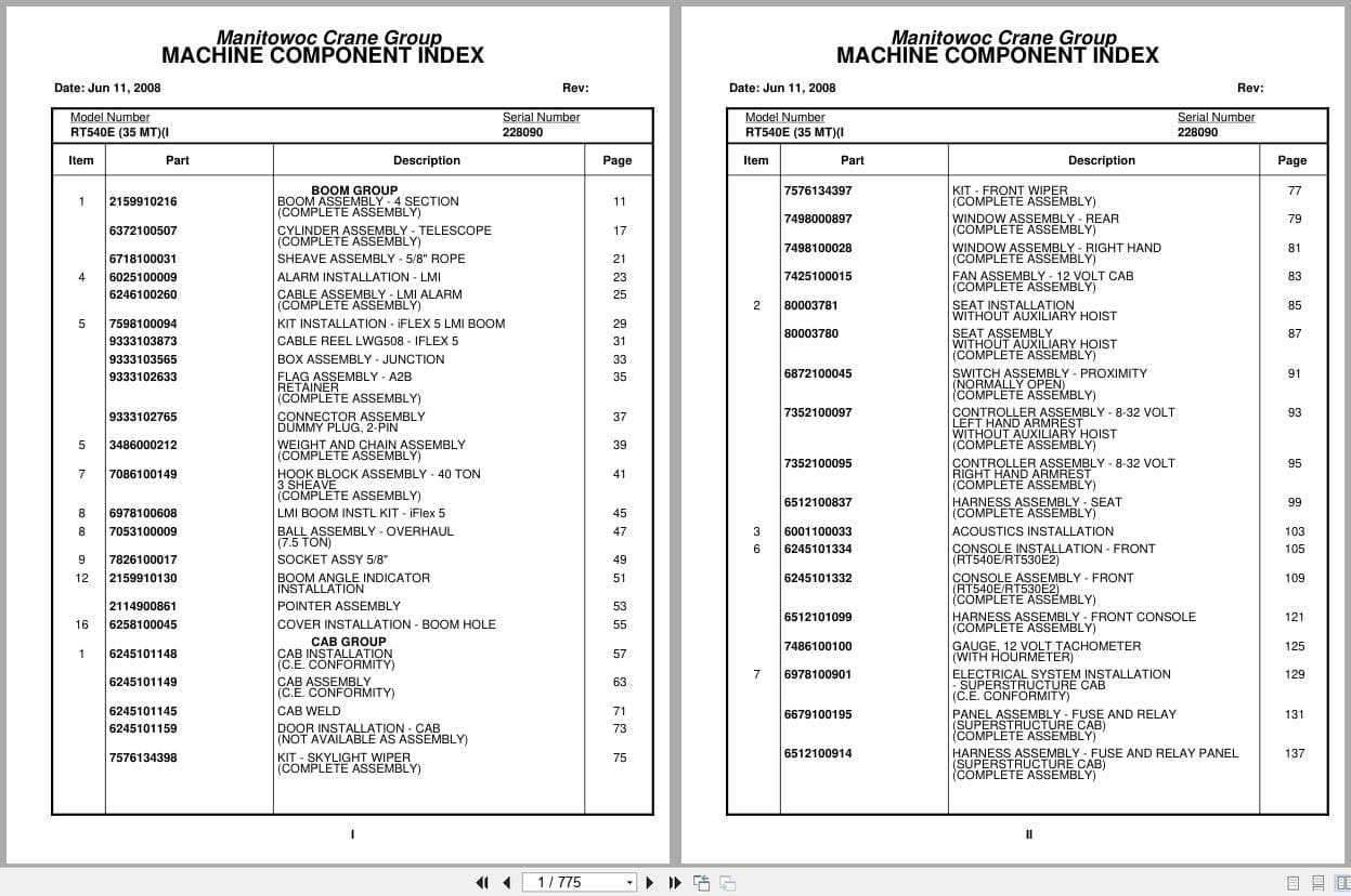 Grove Crane RT540E 228090 Parts Manual 2008 (1)