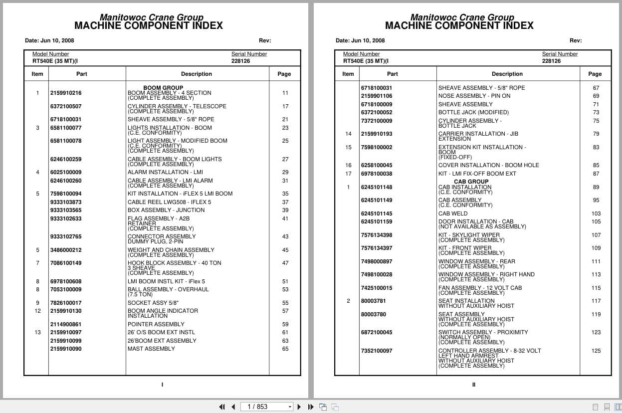 Grove Crane RT540E 228126 Parts Manual 2008 (1)