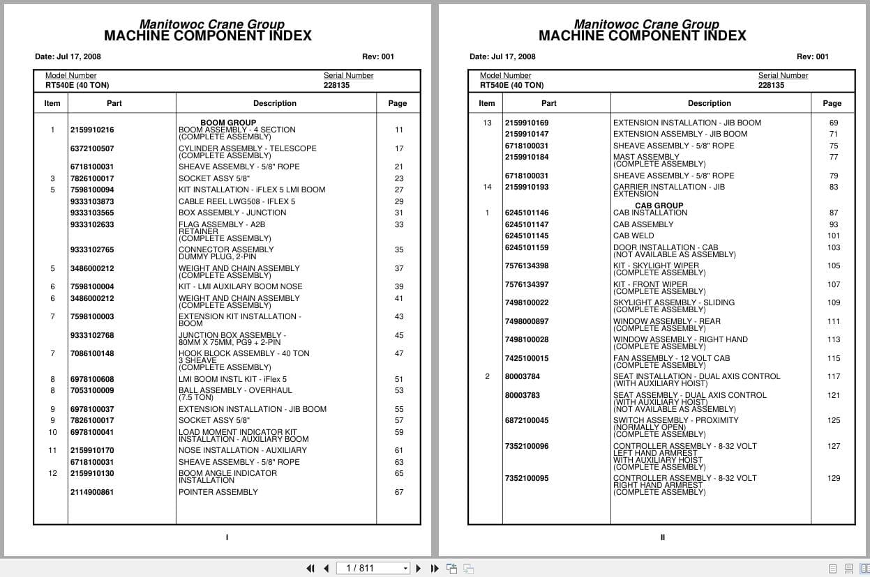 Grove Crane RT540E 228135 Parts Manual 2008 (1)