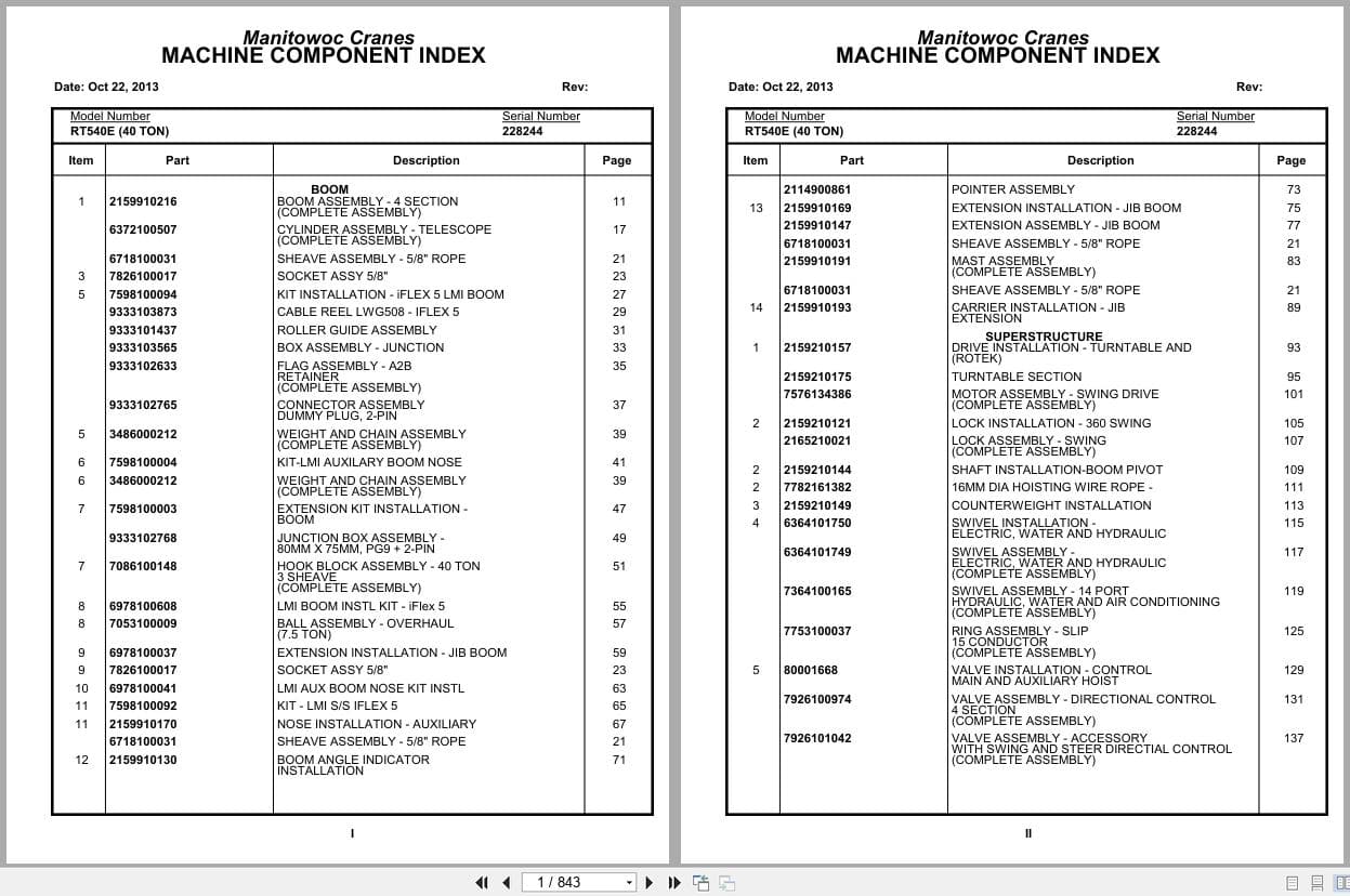 Grove Crane RT540E 228244 Parts Manual 2013 (1)