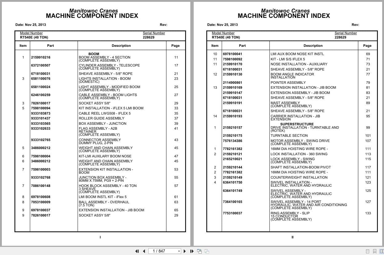 Grove Crane RT540E 228629 Parts Manual 2013 (1)