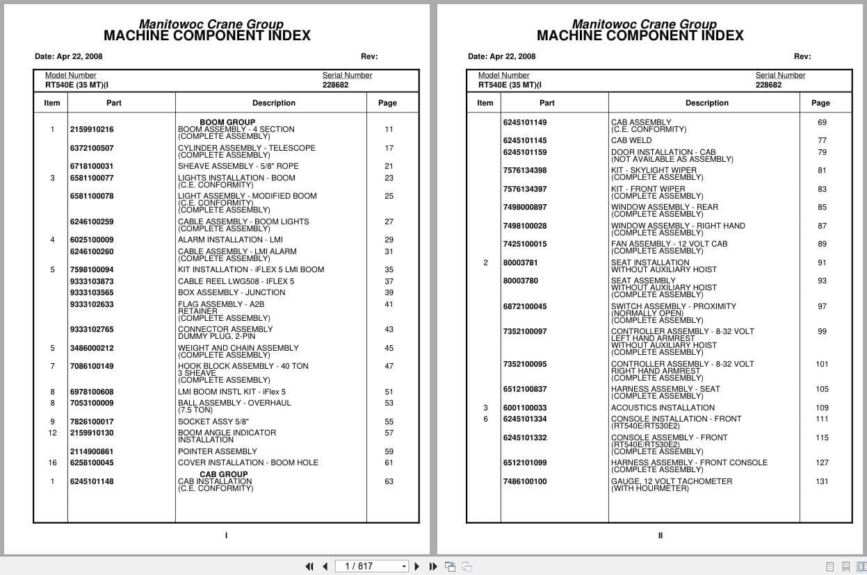 Grove Crane RT540E 228682 Parts Manual 2008 (1)