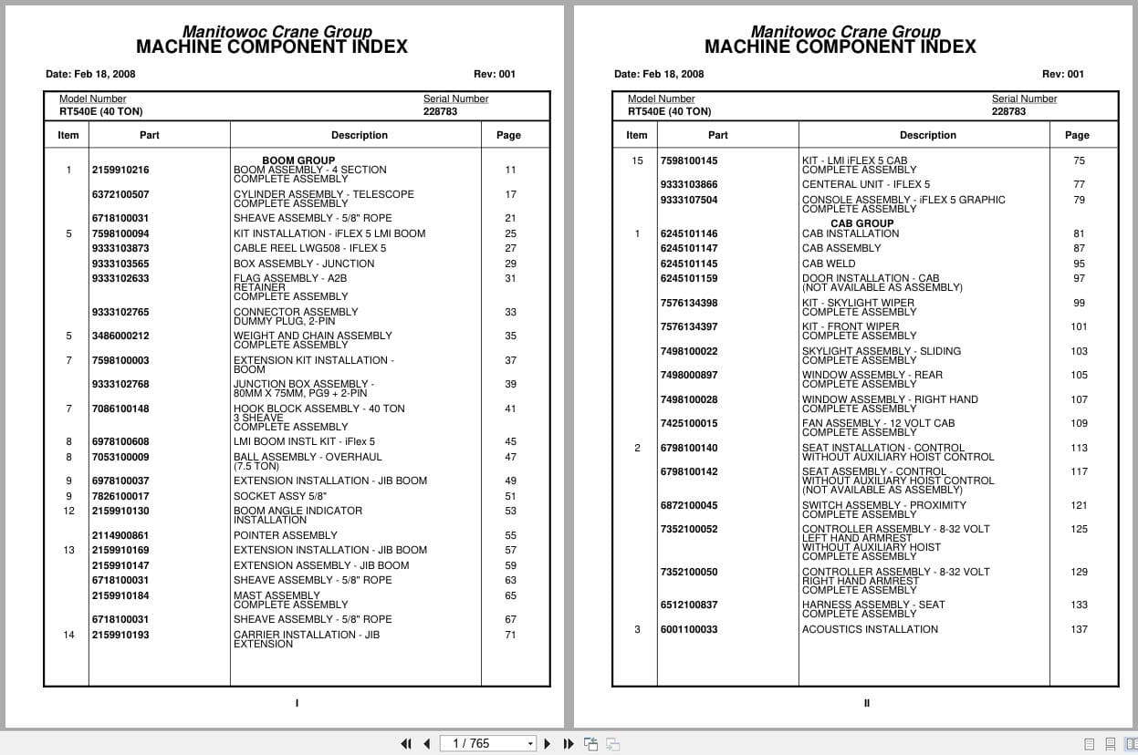 Grove Crane RT540E 228783 Parts Manual 2008 (1)