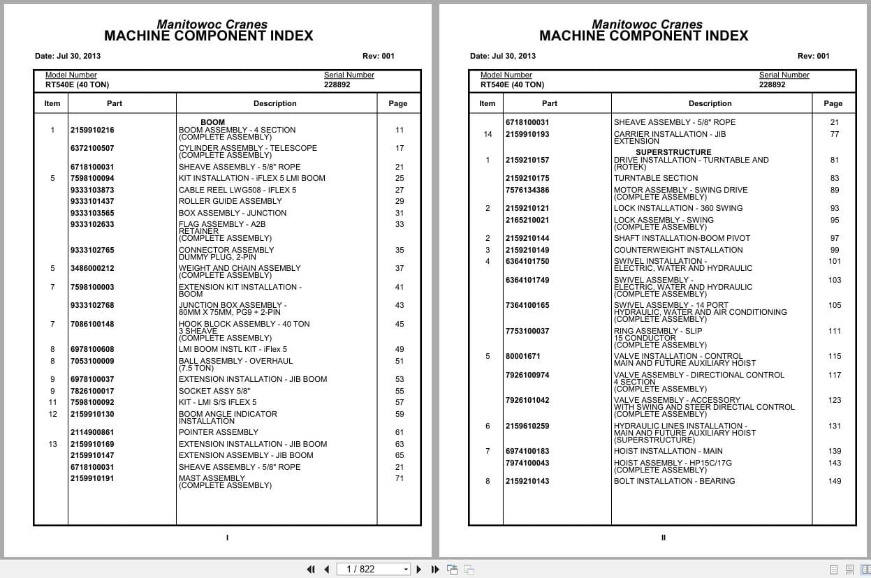 Grove Crane RT540E 228892 Parts Manual 2013 (1)