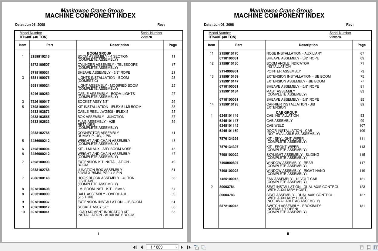 Grove Crane RT540E 229278 Parts Manual 2008 (1)