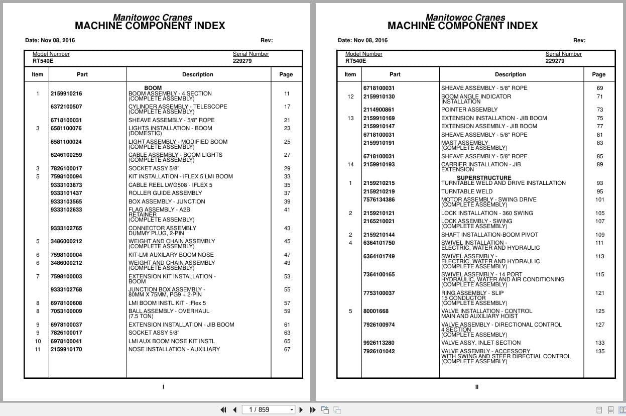 Grove Crane RT540E 229279 Parts Manual 2016 (1)
