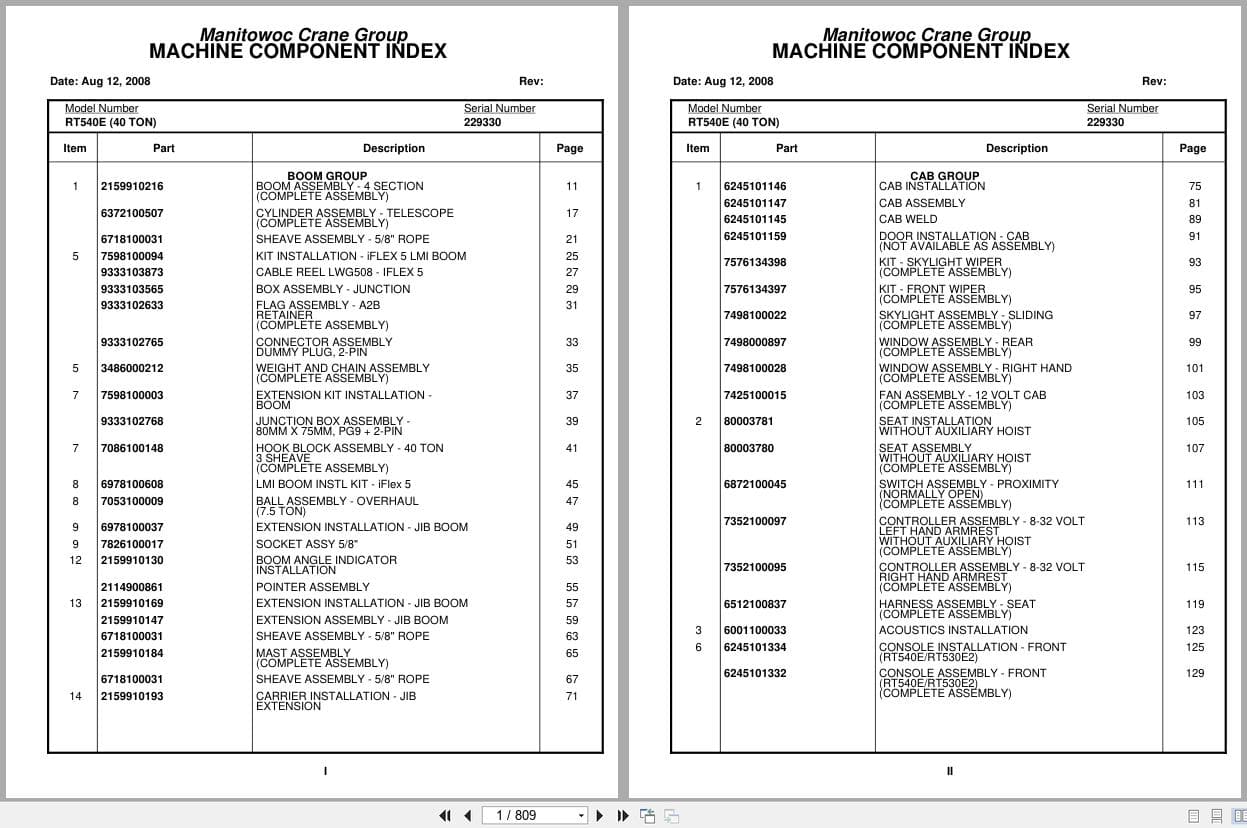 Grove Crane RT540E 229330 Parts Manual 2008 (1)