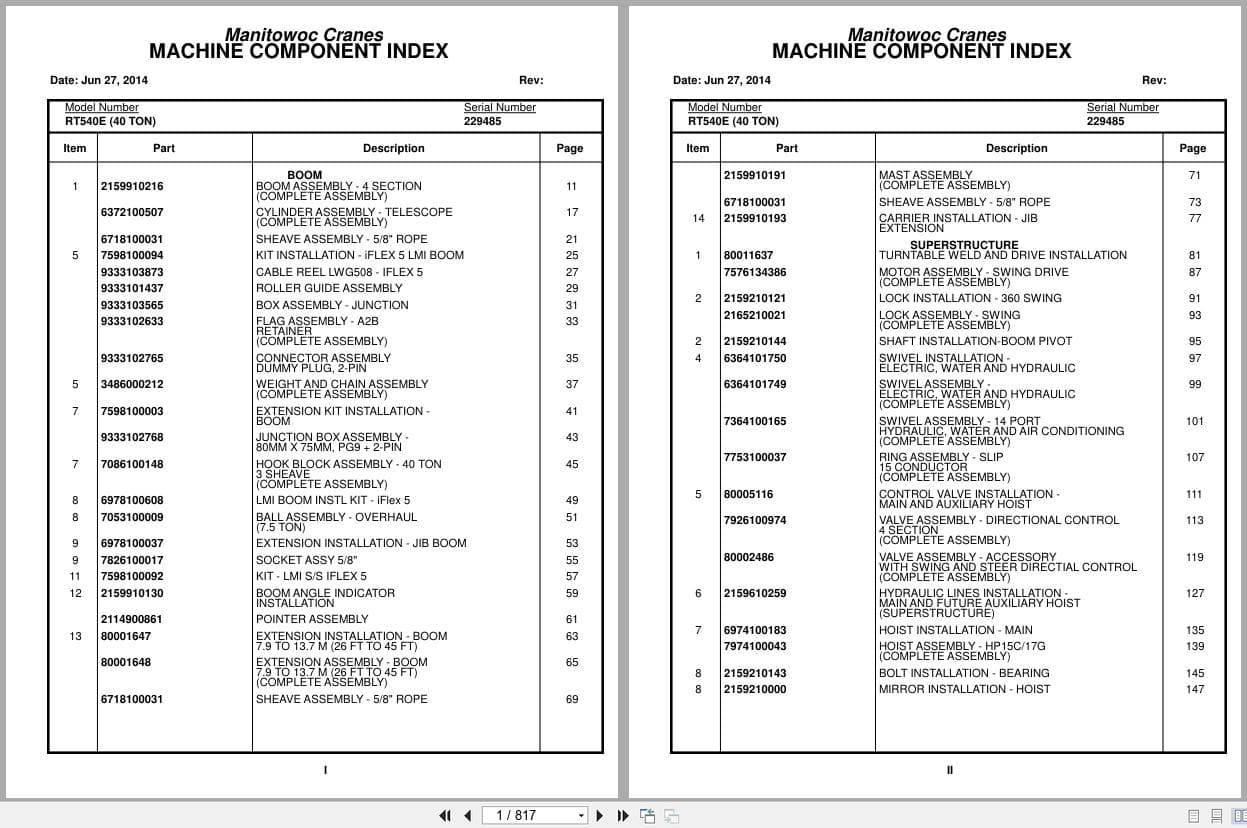 Grove Crane RT540E 229485 Parts Manual 2014 (1)