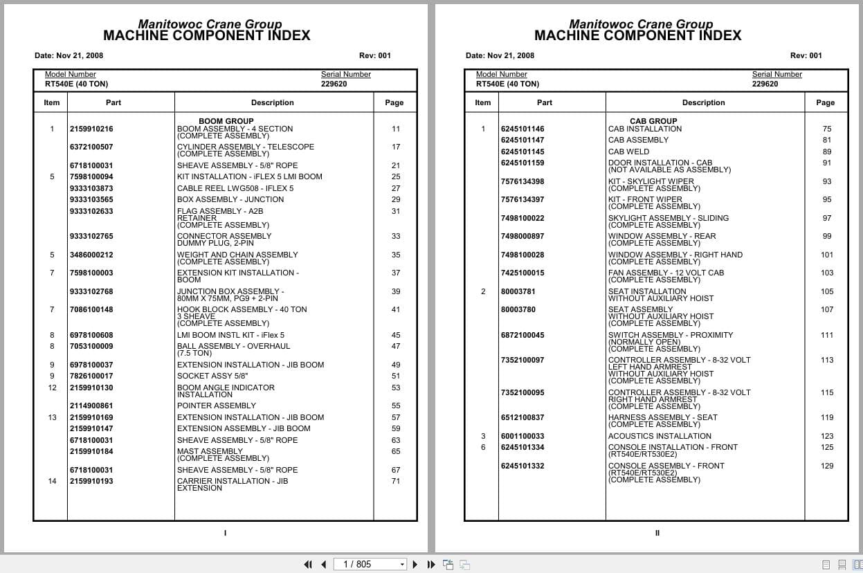 Grove Crane RT540E 229620 Parts Manual 2008 (1)