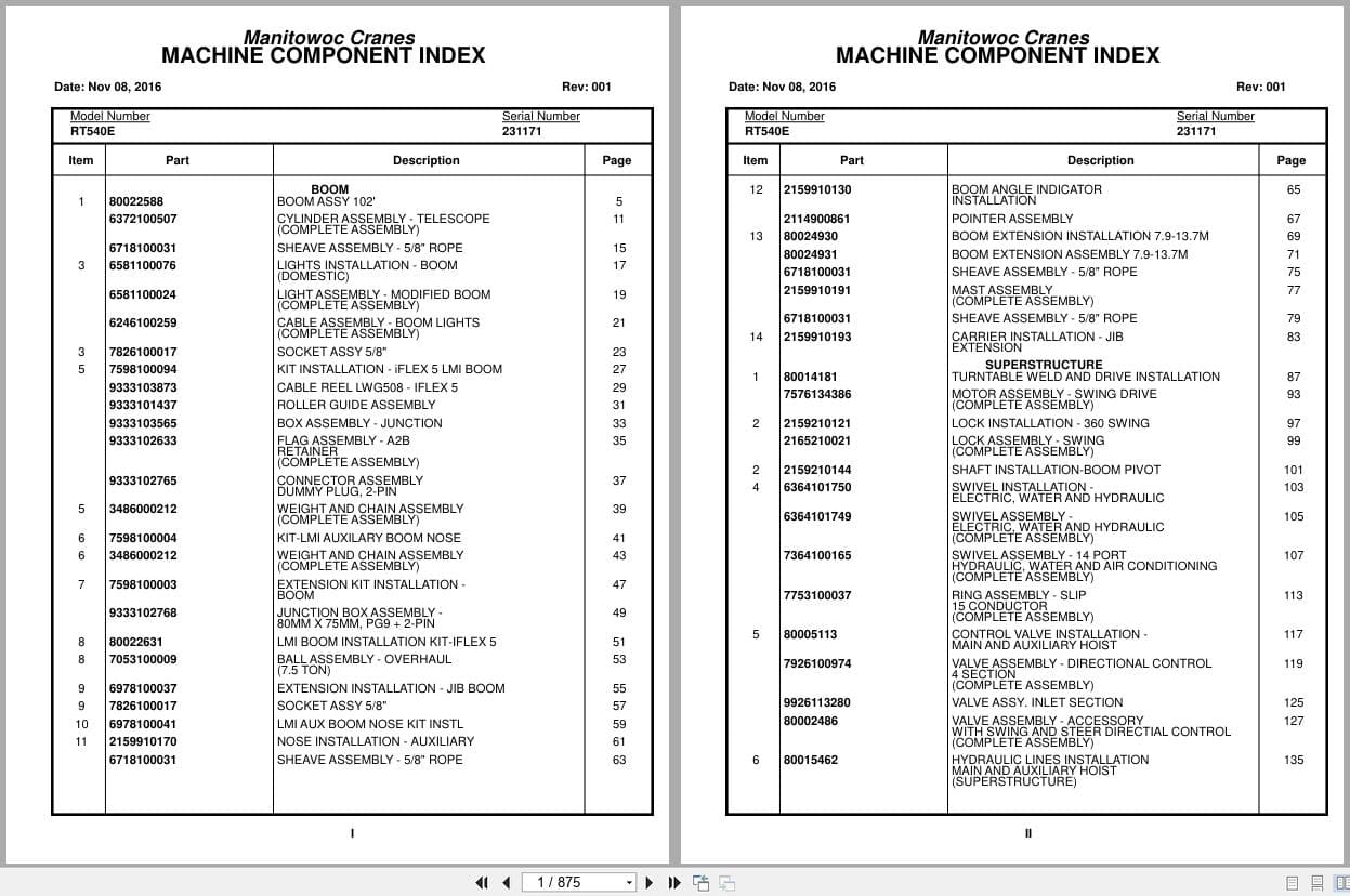 Grove Crane RT540E 231171 Parts Manual 2016 (1)