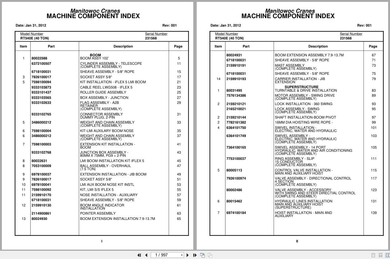 Grove Crane RT540E 231568 Parts Manual 2012 (1)