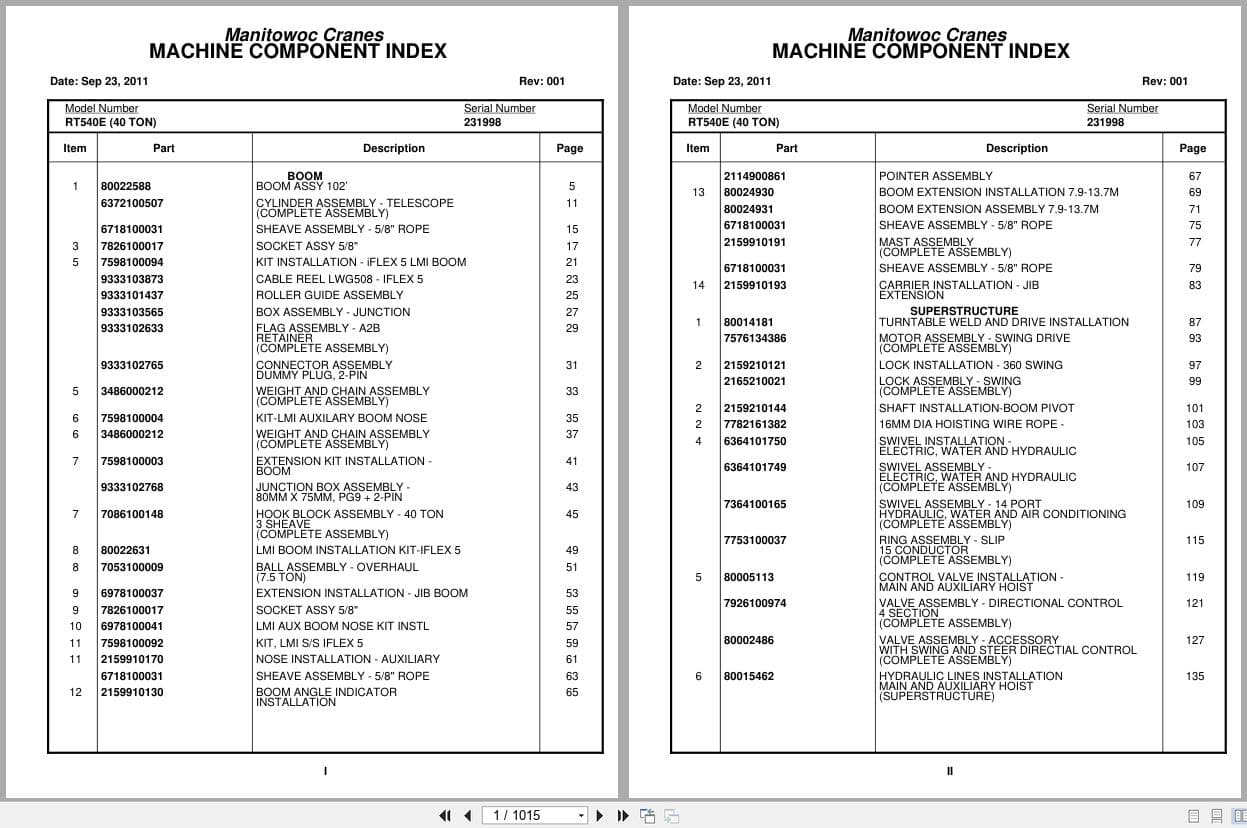 Grove Crane RT540E 231998 Parts Manual 2011 (1)