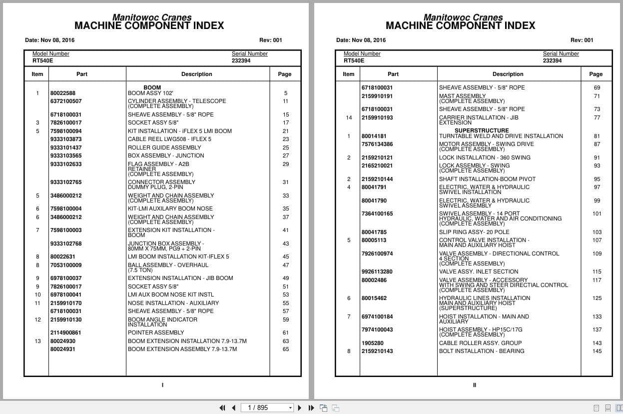 Grove Crane RT540E 232394 Parts Manual 2016 (1)