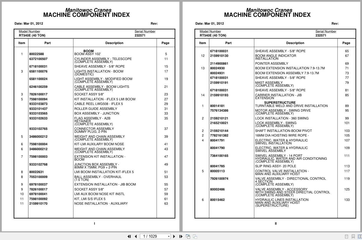 Grove Crane RT540E 232571 Parts Manual 2012 (1)