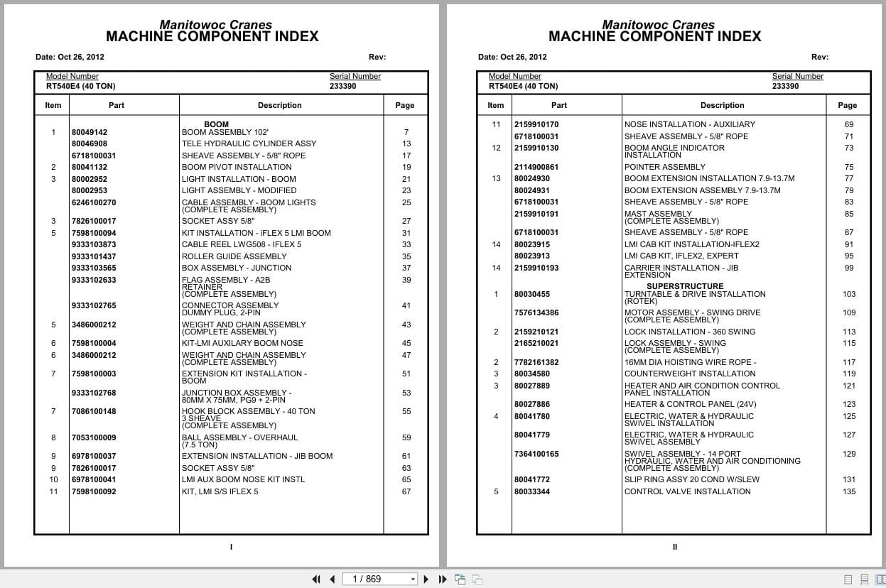 Grove Crane RT540E 233390 Parts Manual 2012 (1)