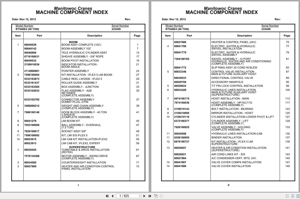 Grove Crane RT540E 233459 Parts Manual 2012 (1)