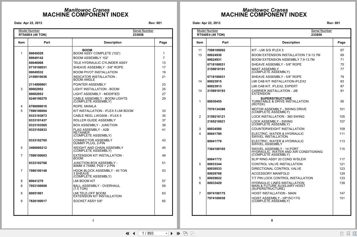 Grove Crane RT540E 233856 Parts Manual 2013 (1)